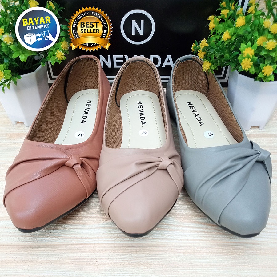 PROMO 8.8 !! SEPATU WANITA DEWASA BALET PITA SAMPING NEVADA FLATSHOES MURAH KEREN TRENDI / SAKIPO