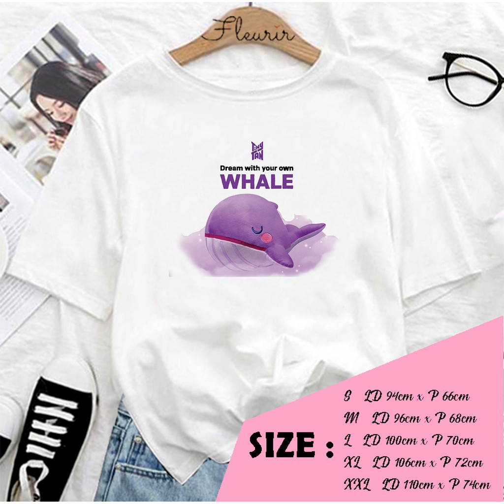 FLEURIR - KAOS  TINYTAN WHALE KAOS OVERSIZE KATUN KAOS WANITA DEWASA TUMBLR TEE