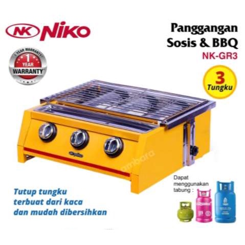 NIKO kompor Grill 3 Tungku NK GR 3 Bakar Sosis 3 Tungku NK