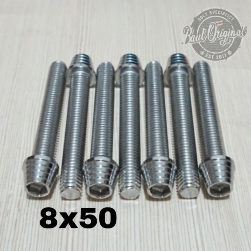 Baut probolt kerucut silver 8x50 drat 12 panjang 5cm heng thailand harga satuan