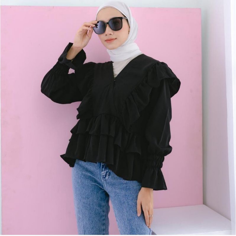 BLOUSE •• ATASAN BLOUSE RUFFLE / BLOUSE OOTD SELEBGRAM VIONA