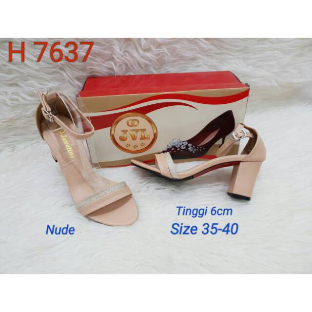Javeline heels tahu wanita /sendal heels tahu / sandal tapak tahu tali JAVELINE H 7637