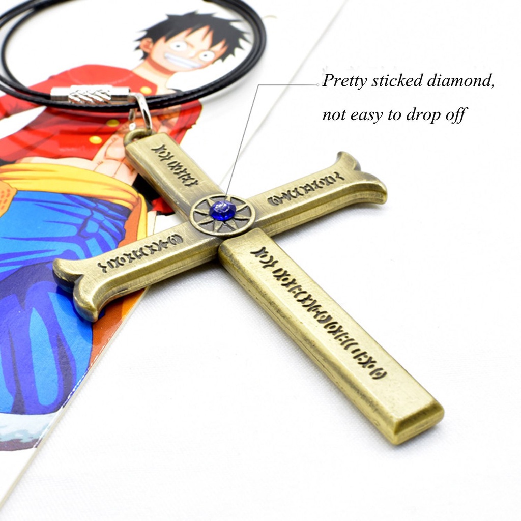 ROW Unisex Anime One Piece Geometrical Cross Necklace Dracule Mihawk Gift Alloy Eagle Eyes Vintage Detachable Pendant/Multicolor