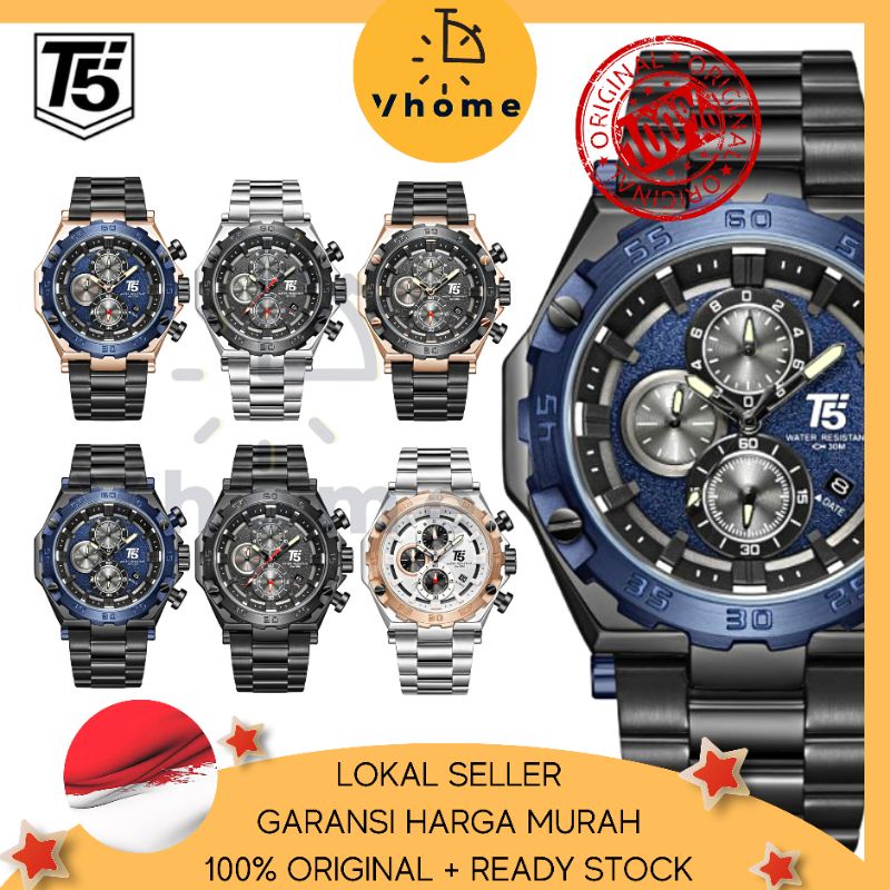 VHOME - JAM PRIA T5 ORIGINAL 100% 3847 H3847 H3847G CHRONOGRAPH WATERPROOF 3ATM BERGARANSI FREE BOX+