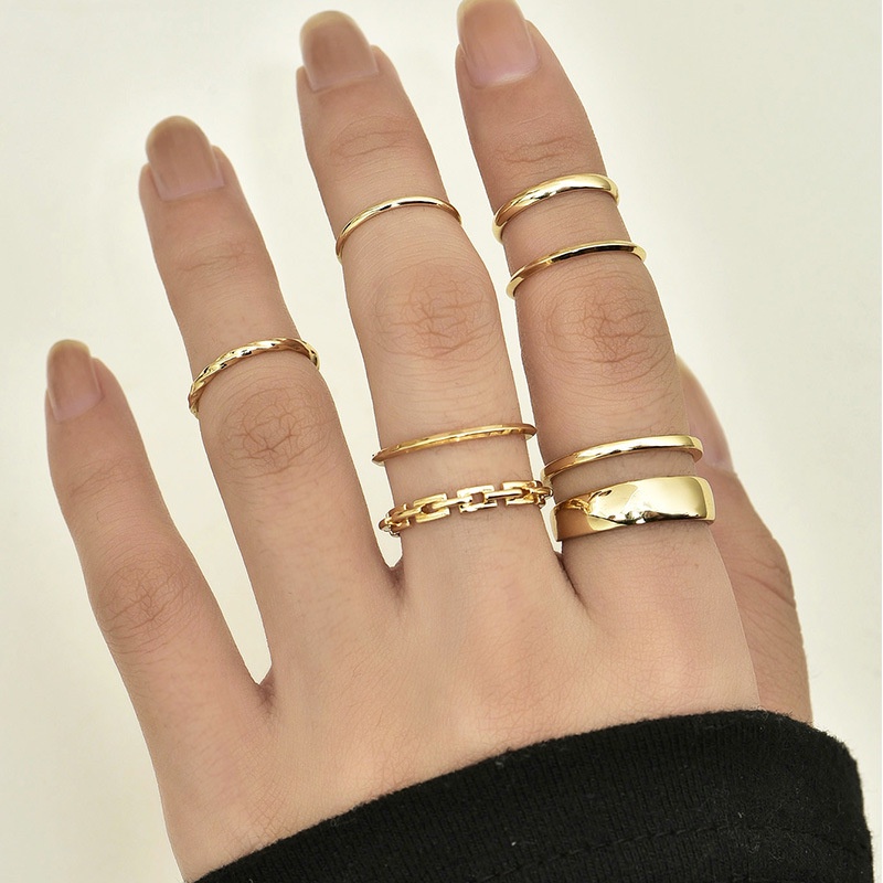 Simple personality fashion retro women's multi-piece ring combination set 210807