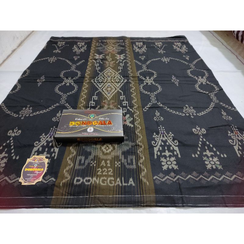 Sarung DONGGALA Katun A1 222 Hitam Colet 3D