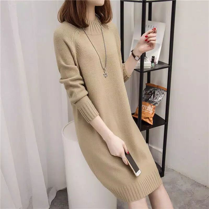 IMPORT WINTER AUTUMN WOMAN VICTORIA KNIT DRESS BAJU RAJUT WANITA MUSIM DINGIN GUGUR