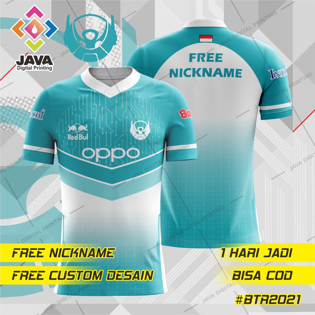 BAJU KAOS JERSEY GAMING BIGETRON RA X OPPO BTR ESPORT TERBARU 2021 TOSCA FREE NICKNAME CUSTOM LOGO D