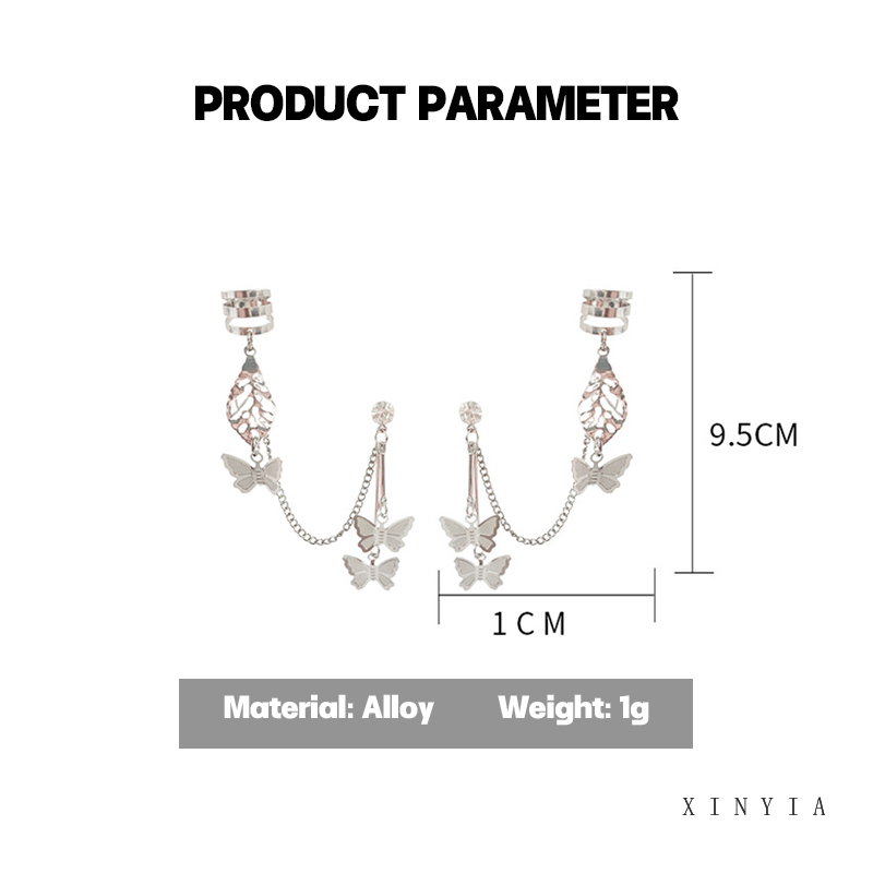 Korea Ins Kupu-kupu Anting Klip Telinga Tulang Dan Jaring Merah Gaya Yang Sama