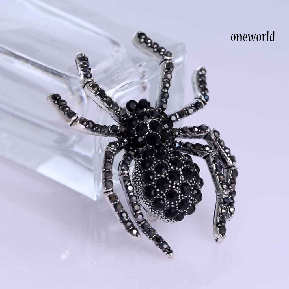 OW@ Vintage Women Rhinestone Inlaid Spider Brooch Pin Bag Badge Lapel Jewelry Gift