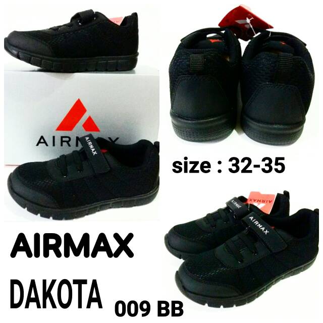 Sepatu sekolah anak junior Airmax Dakota 009 BB sepatu full black unisex murah dan terbaru