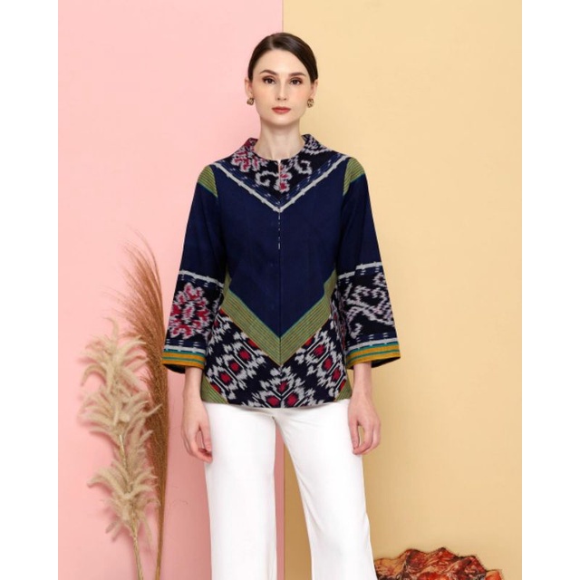 Blouse serong tenun blangket baju tenun jepara atasan wanita BTB30