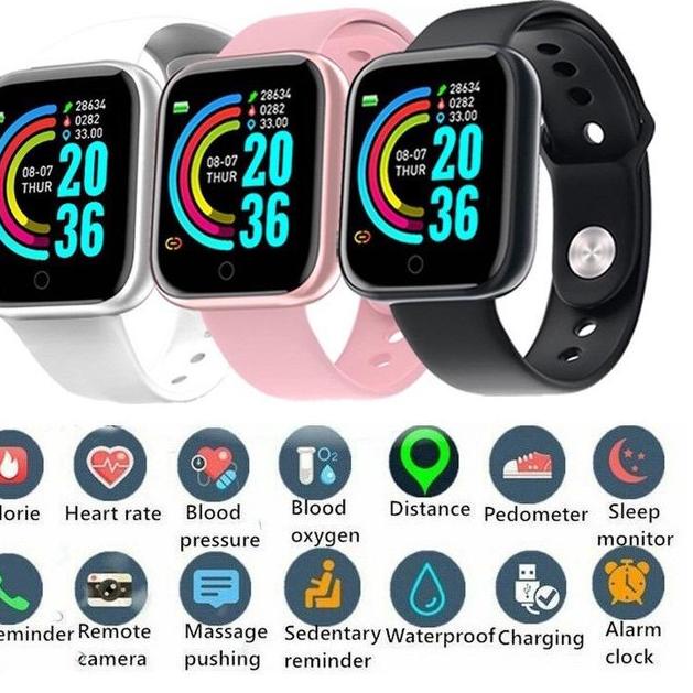 Siap Kirim.. Dennos Y68 smartwatch d20 Jam Tangan Tahan Air IP68 Monitor Denyut Jantung