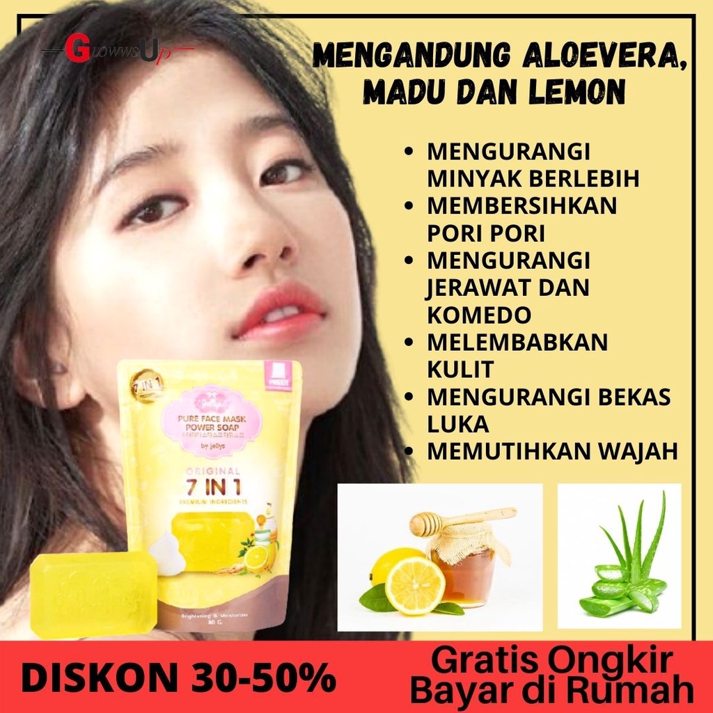 SABUN PEMUTIH WAJAH JELLYS PURE FACE MASK POWER SOAP ORIGINAL PERAWATAN WAJAH