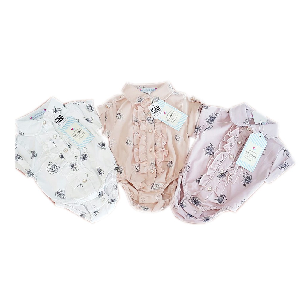 Kemeja Jumper Carter Love Rose Ruffle 3W/ Baju Bayi Perempuan