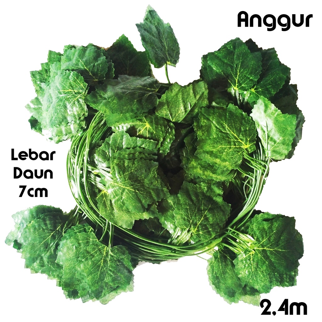 Daun Rambat Ivy Anggur Maple Srigading Artificial Palsu Dekorasi Bunga Plastik-Anggur 2,4 m
