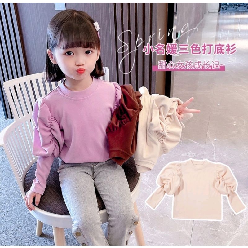 Atasan Lengan Tangan Balon Anak Perempuan Import