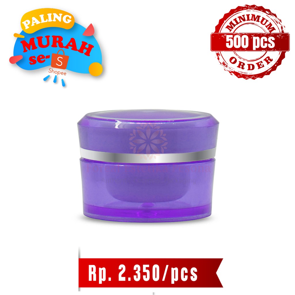 Pot Cream Plastik Jar 5gr Purple List Silver / Plastik Jar 5gr / (ISI 500pcs)