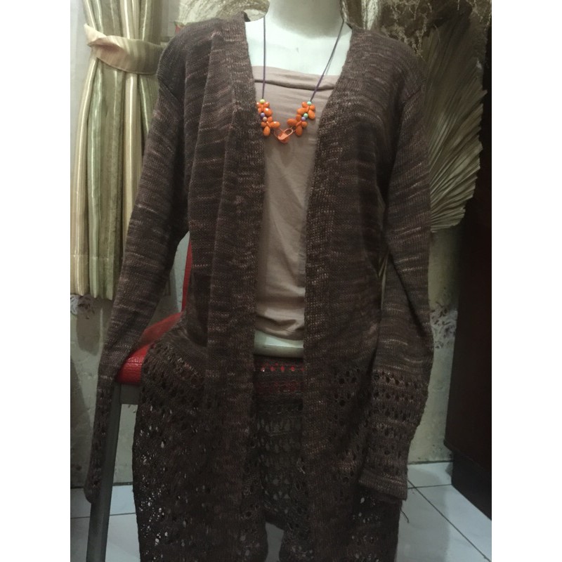 long cardie rajut / kardigan rajut panjang / preloved / second