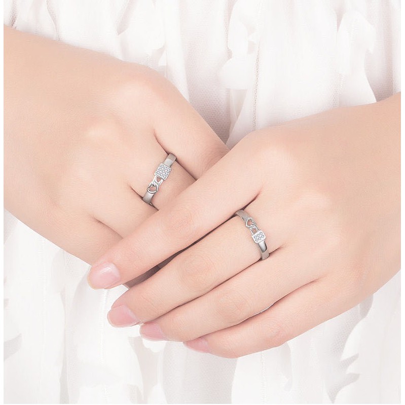 #22 Cincin Gembok Couple Anti Karat Silver 925 Wanita Lamaran Tunangan Kawin Korea Fashion S925