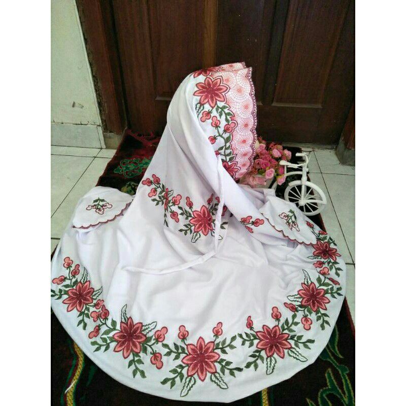 Mukena Terusan Dewasa  Bunga Kecil Polino silk Ory 100%