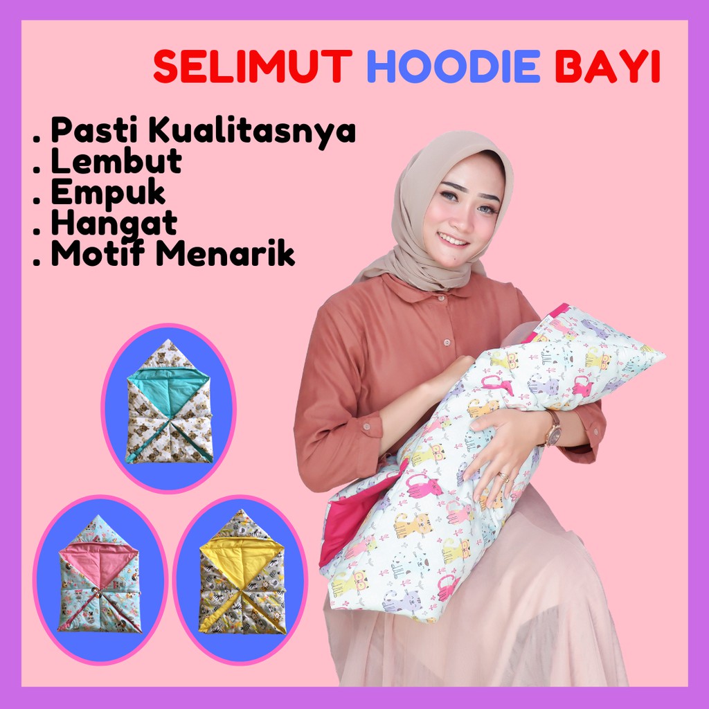 PREMIUM Selimut Bayi Model Topi / Hoodie Baby Blanket Lembut Isi Padding Tebal dan Empuk Ndollolo