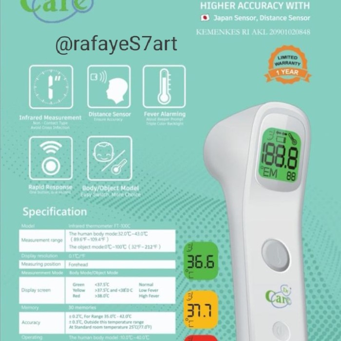 Laihoshope Termometer Infrared Dr Care Ft 100 C