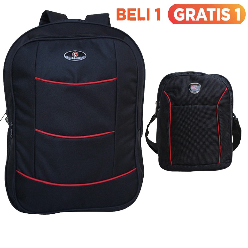 BELI 1 GRATIS 1 - BACKPACK ELITE POLO ARCHER RANSEL SEKOLAH FREE SLINGBAG ROLANT SELEMPANG GADGET