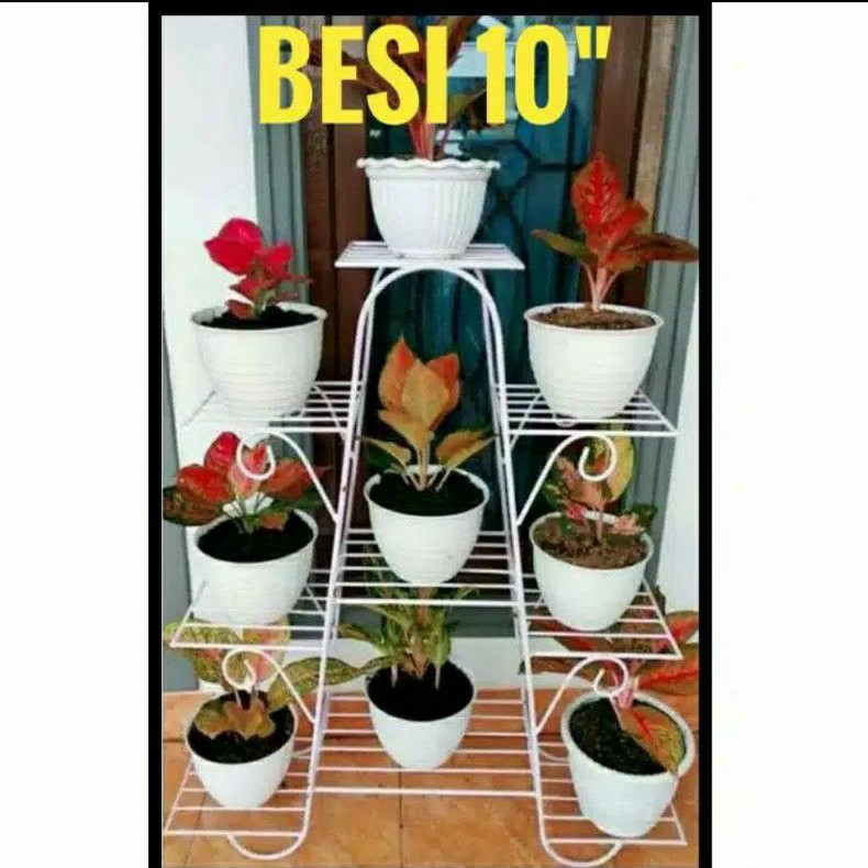 rak pot bunga minimalis 9 dudukan besi