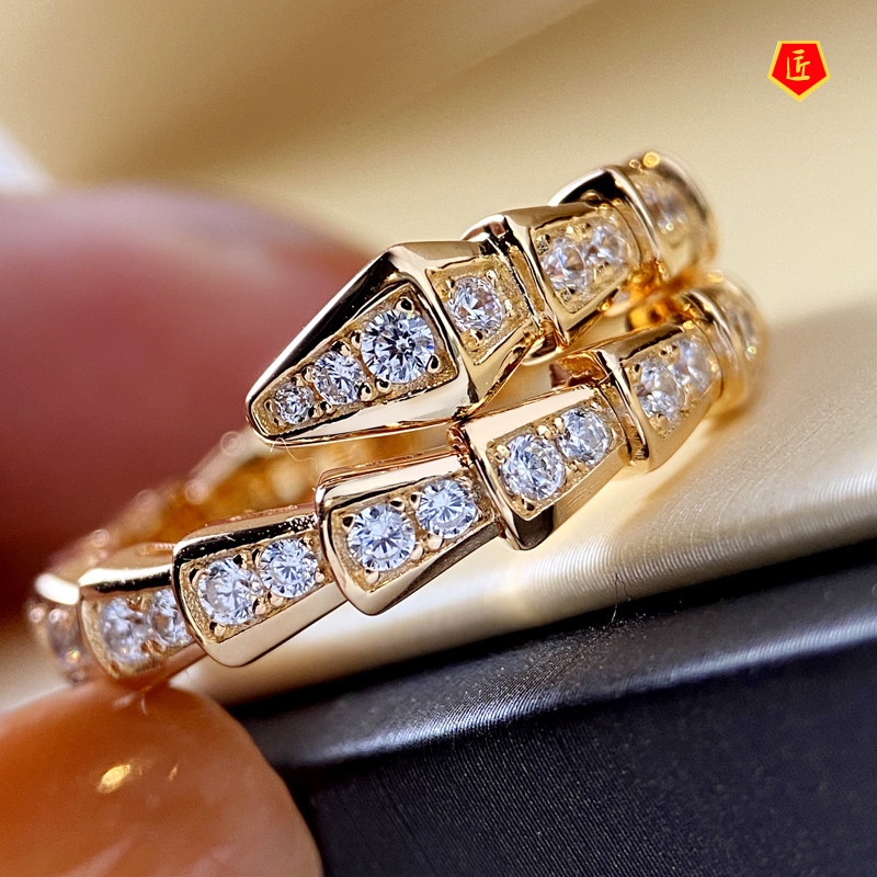 [Ready Stock]Light Luxury Full Diamond Niche Design Ring for Women