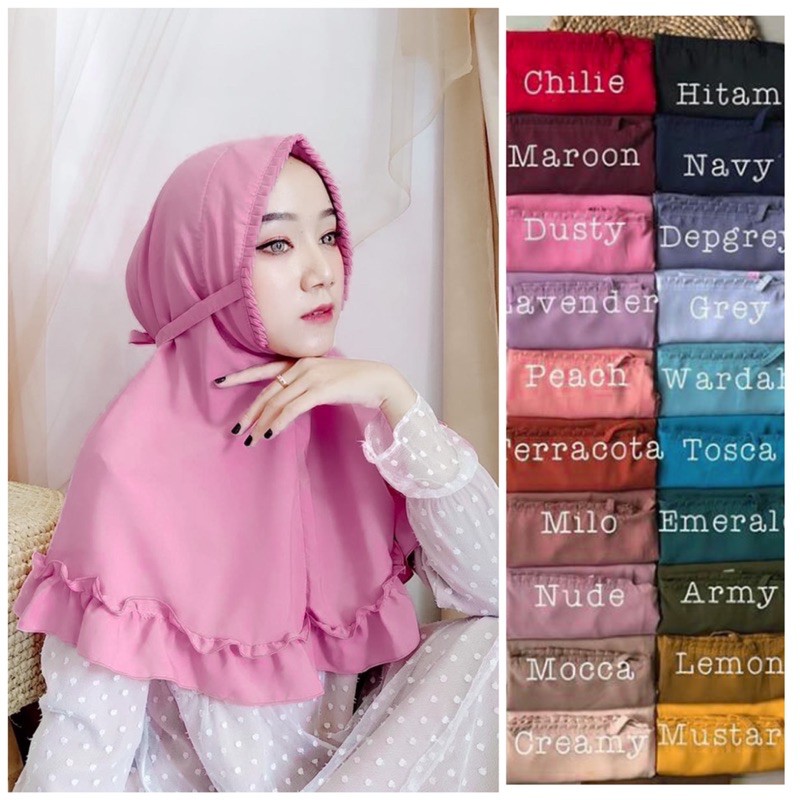 Hijab Instan Bergo Kriwil Lipit Kerudung Kcb Tali Kriwil Lipit Wolfis Premium