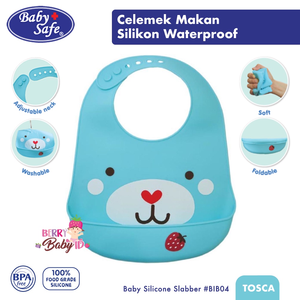 Baby Safe Silicone Bib Slabber Celemek Makan Bayi Silikon BIB04 BBS070 Berry Mart