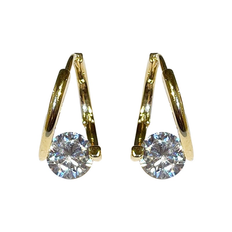 Anting Tusuk Zircon Kecil Model Silang Gaya Korea Untuk Wanita
