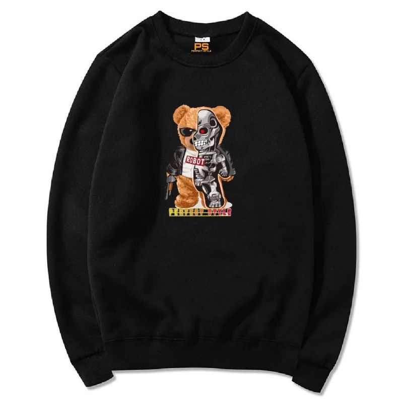 New sweater crewneck motif BEAR ROBOT terlaris APPAREL PRIA