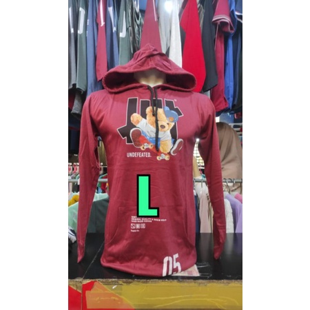 Sweater hoodie ukuran L maroon pria