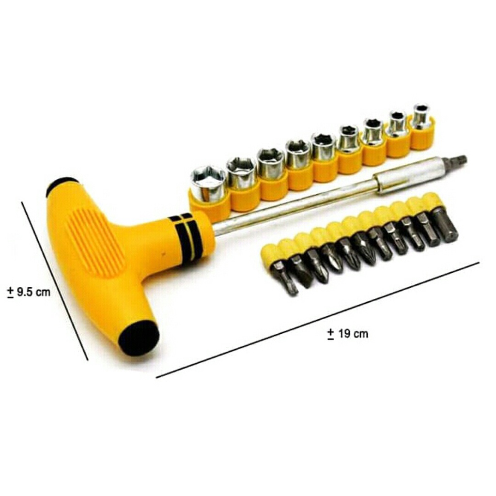 (fashionstar9) Obeng Kunci T Palu Alat Sok Shock Sock Socket Multifungsi Set 24 In 1 Lengkap Alat Kunci T Obeng Palu Sok Shock Sock Socket Multifungsi Sepeda Motor Mobil Lengkap Obeng Set MUltifungsi-3