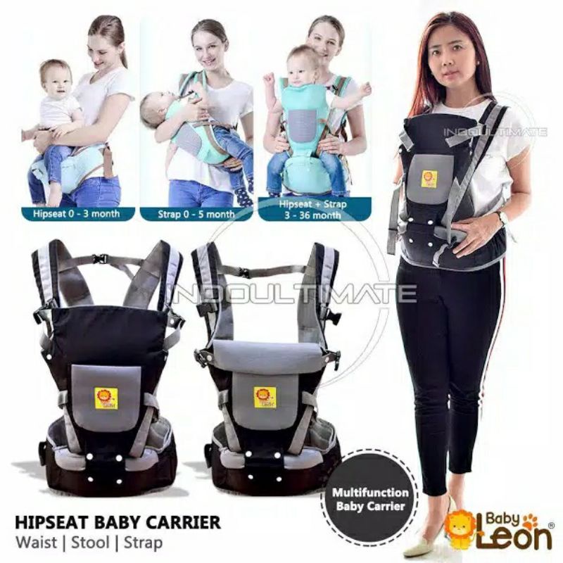 5in1 Gendongan Bayi Depan Hipseat BABY LEON Baby Carrier Hipseat Bayi