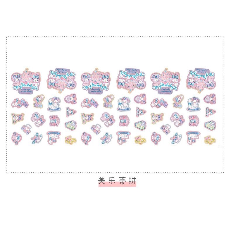 STICKER AESTHETIC 1 SET 45PCS KUROMI HELLO KITTY TWIN STARS MELODY CINNAMOROLL POMPOMPURIN NOTES STICKER KERTAS LABEL STIKER