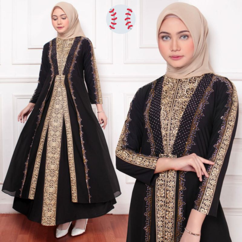 BUSUI//ABAYA TURKEY HITAM &PUTIH BORDIR TERBARU//ABAYA ARAB DUBAI//TURKI INDIA