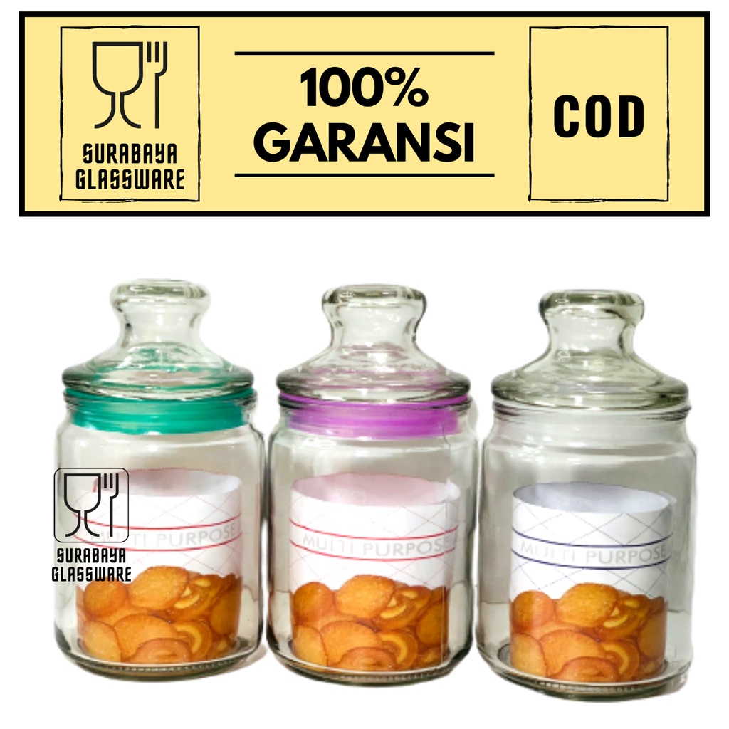 TOPLES KACA 900 ML TOPLES JAR WADAH KEDAP UDARA BESAR KECIL TUTUP KACA BUMBU DAPUR KOTAK TEMPAT PENY