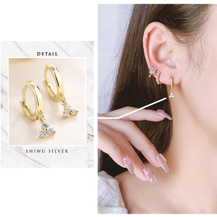 Anting Hoop Kristal Zircon Gaya Korea Untuk Wanita