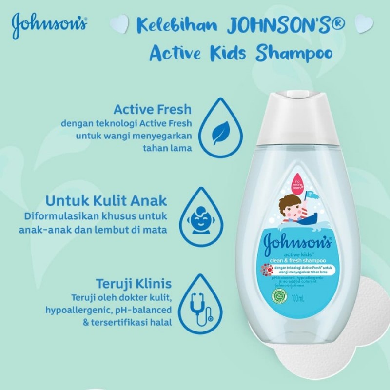 Johnsons Baby Active Kids Clean &amp; Fresh Shampoo - 100 ml