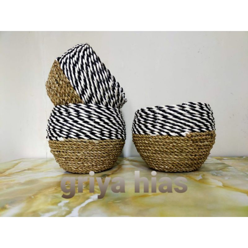 cover pot anyaman cempluk/vas bunga anyaman/pot tanaman indoor/keranjang anyaman/basket