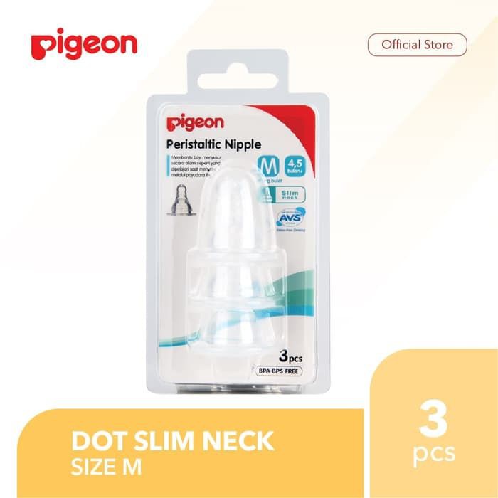 Pigeon Peristaltic Nipple Slim Neck 3pcs Blister M - Nipple Dot Bayi