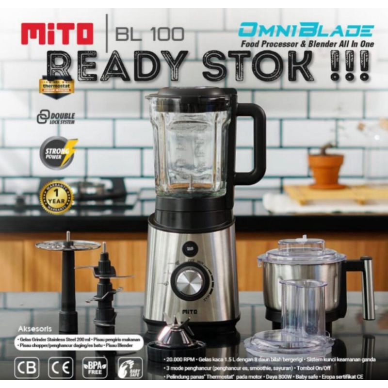 MITO BL 100 Blender dan Food Processor ORI BERGARANSI