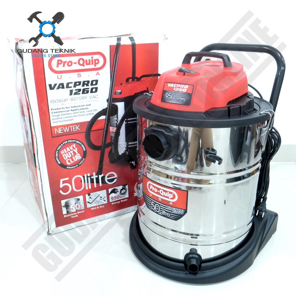 Vacuum Cleaner Wet &amp; Dry PROQUIP 50L 1260 / Mesin Penyedot Debu Basah &amp; Kering VAC PRO 1260