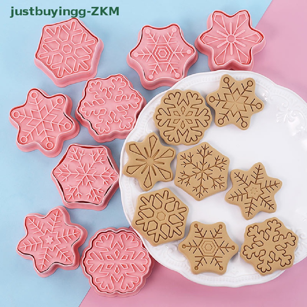 8 Pcs Cetakan Kue Bentuk Snowflake Bahan Plastik