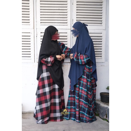 READY Gamis Shizuka by Aura Home Gamis Muslimah Trendy Terbaru Motif Kotak
