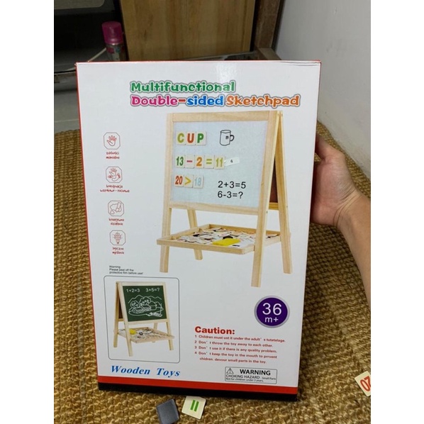 Papan Tulis anak -Multifunction Double sided Sketchpad - Wooden Toys - Mainan anak