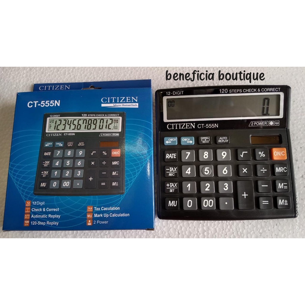 

KALKULATOR CITIZEN CT 555N 12 DIGIT, TOMBOL LEMBUT
